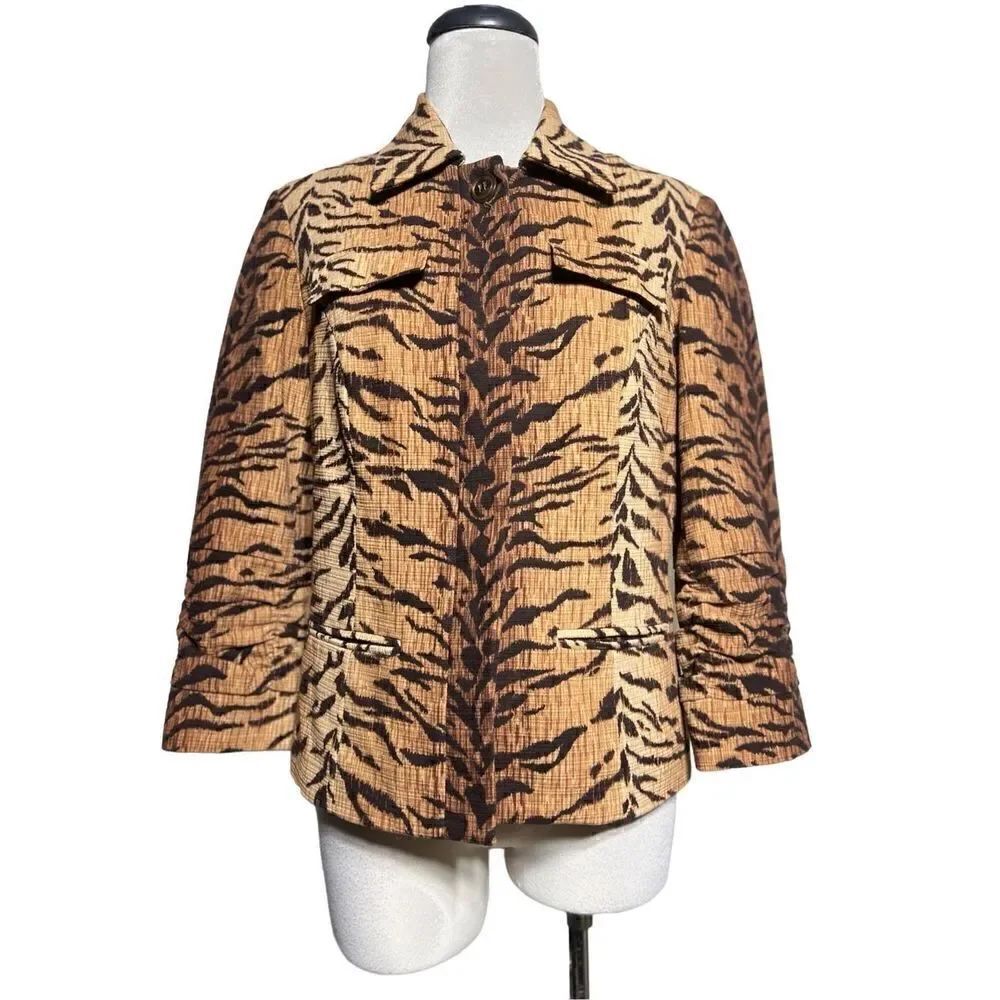 Anthracite Animal Print Fitted Jacket Blazer Size 6
